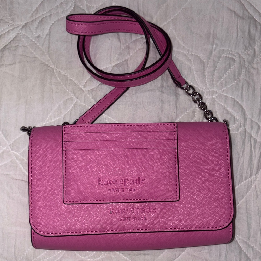 Kate Spade Vibrant Pink Crossbody Bag with matching cardholder